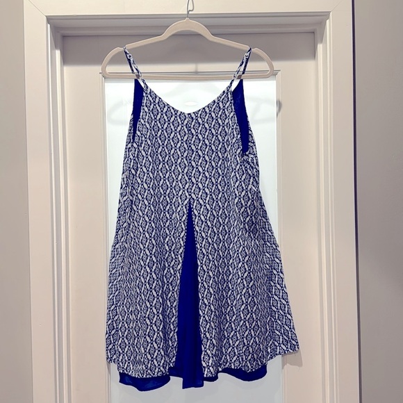 Sugarlips Blue Printed Sleeveless A-Line Summer Mini Dress Size M - Picture 2 of 8